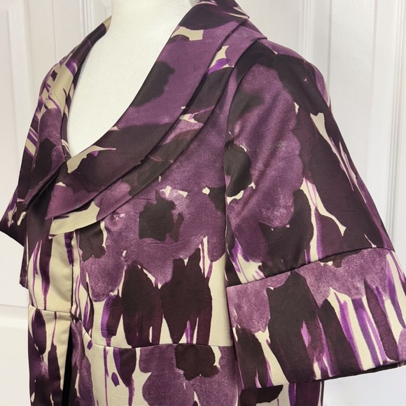 Simply Vera Vera Wang Purple Multi Floral Short Sleeve Swing Jacket XL - Picture 6 of 16